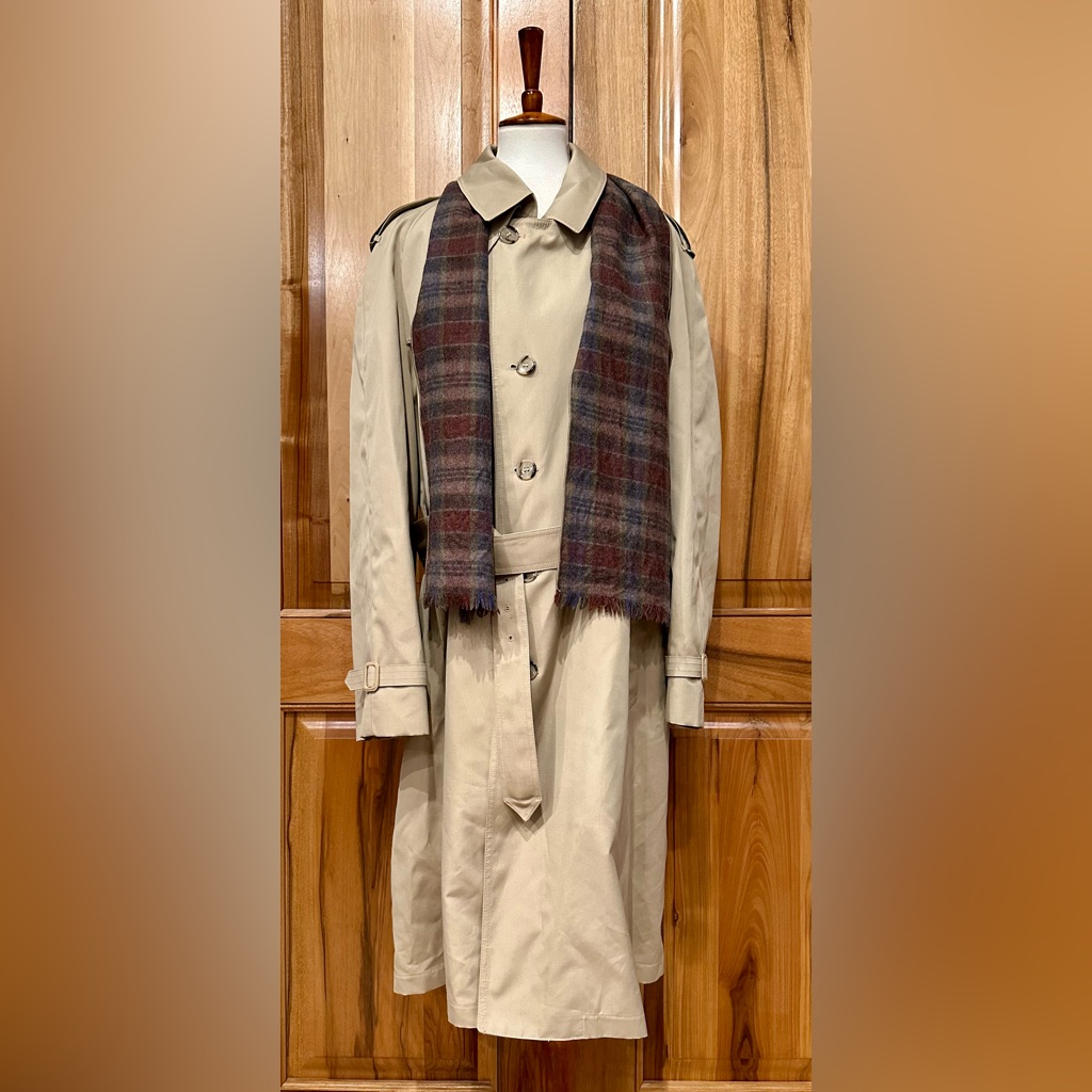 Vtg Union Made Misty Harbor Trench/Belt/100% Wool Zip-In Liner & Matching Scarf